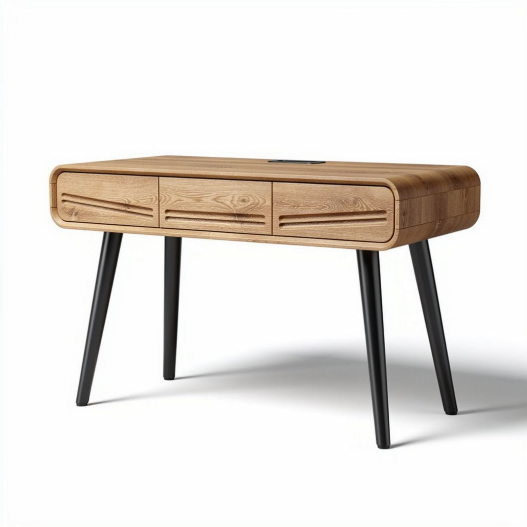 Biurko z trzema szufladami w stylu skandynawskim z drewna - 120 x 60 x 75cm