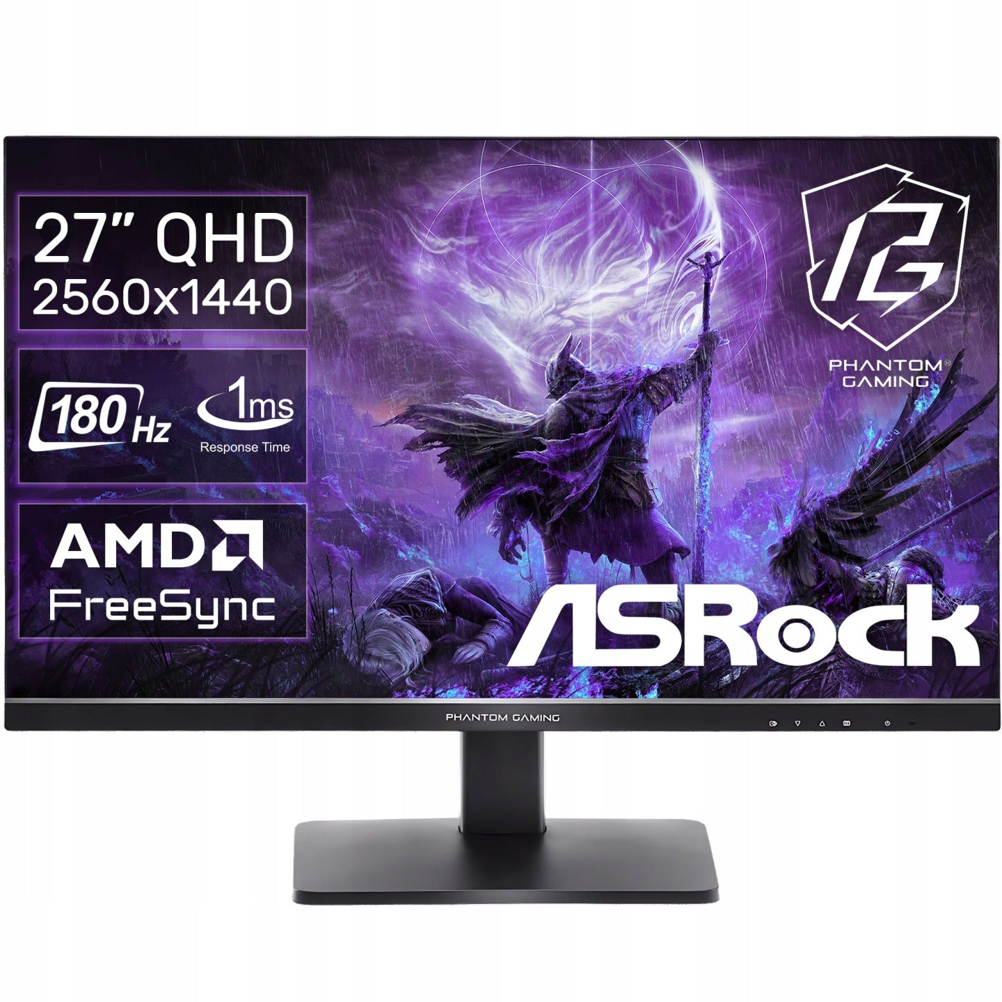 ASRock Monitor Gamingowy LED ASRock 27 Cali Phantom IPS DP QHD HDR 180HZ Głośniki