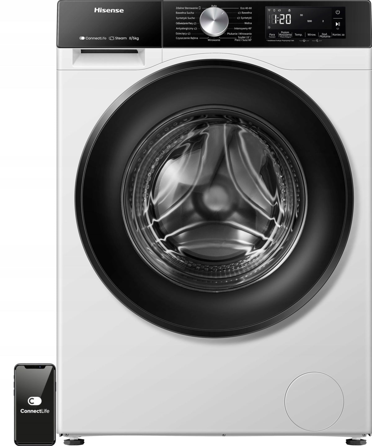 Gorenje Pralko Suszarka 1400 obr. 8/5 kg Parowa WiFi Inwerter ConnectLife SLIM