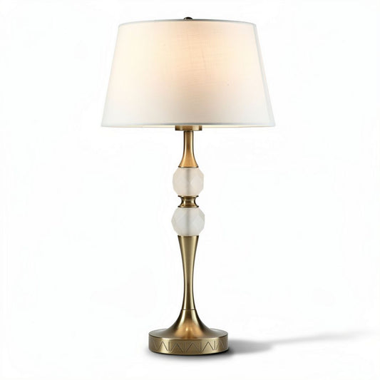 Lampa stołowa z metalowym stelażem i tekstylnym abażurem - 20 x 20 x 50cm